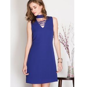 Royal Blue Choker Sleeveless Mini Cocktail Party Dress, Medium